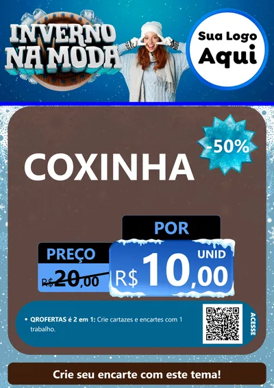 Modelo de Cartaz para Cartaz A4 Vertical com o tema Inverno na Moda para Salgadaria