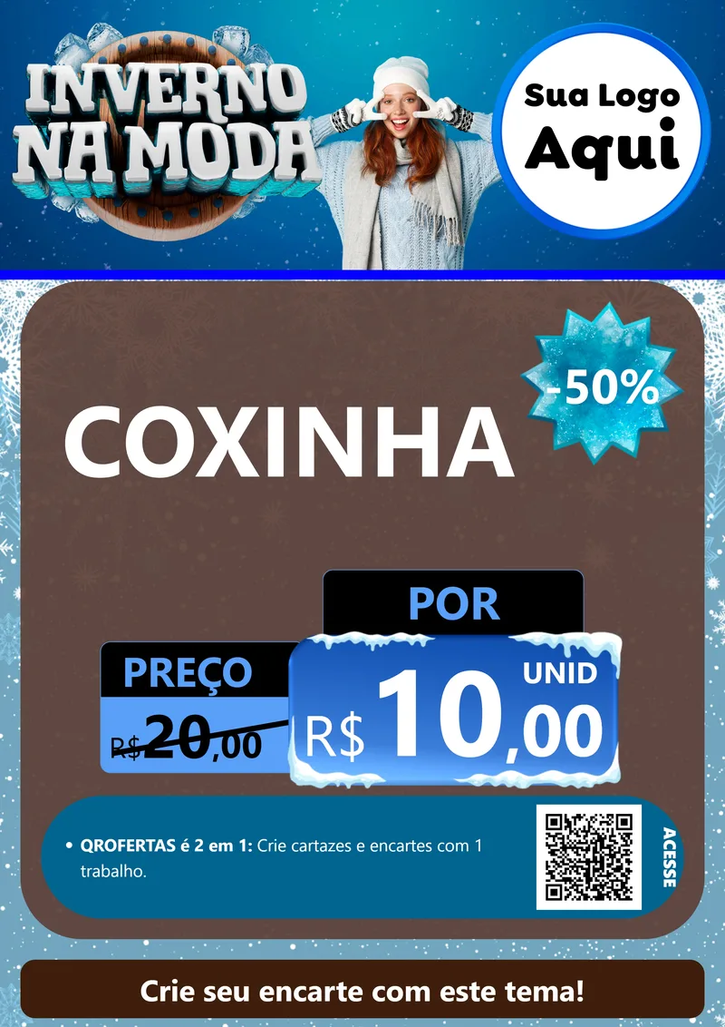 Modelo de Cartaz para Cartaz A4 Vertical com o tema Inverno na Moda para Salgadaria