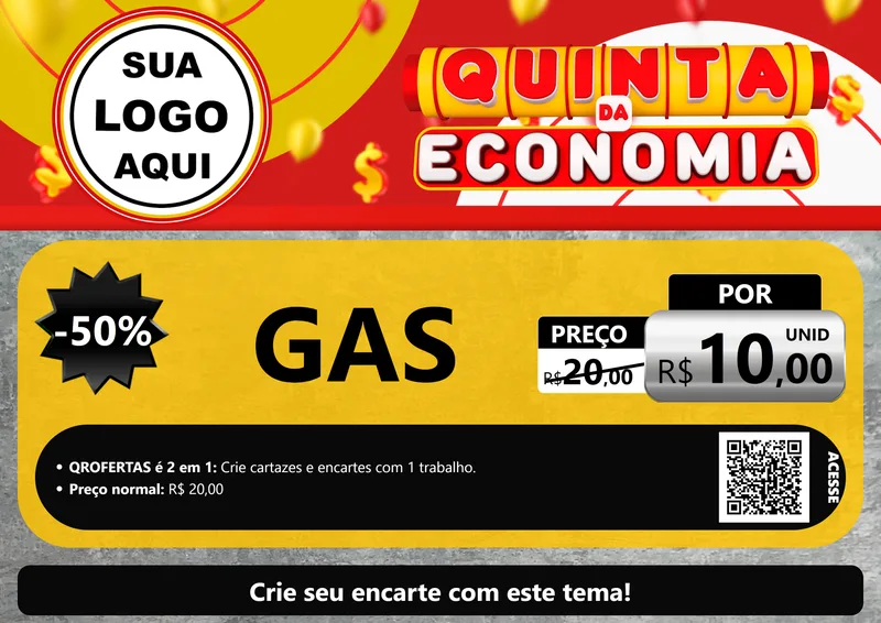 Modelo de Cartaz para Cartaz A4 Horizontal com o tema Quinta da Economia para Água e gás