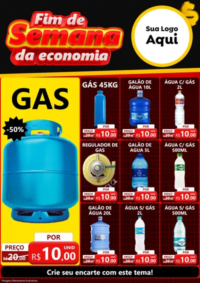 Modelo de Encarte para Encarte A4 Vertical com o tema Fim de Semana da Economia para Água e gás