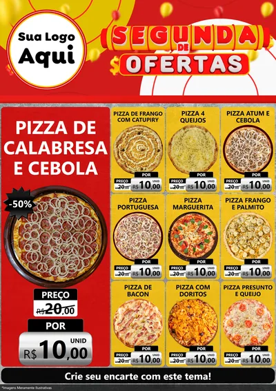 Modelo de Encarte para Encarte A4 Vertical com o tema Segunda de Ofertas para Pizzaria