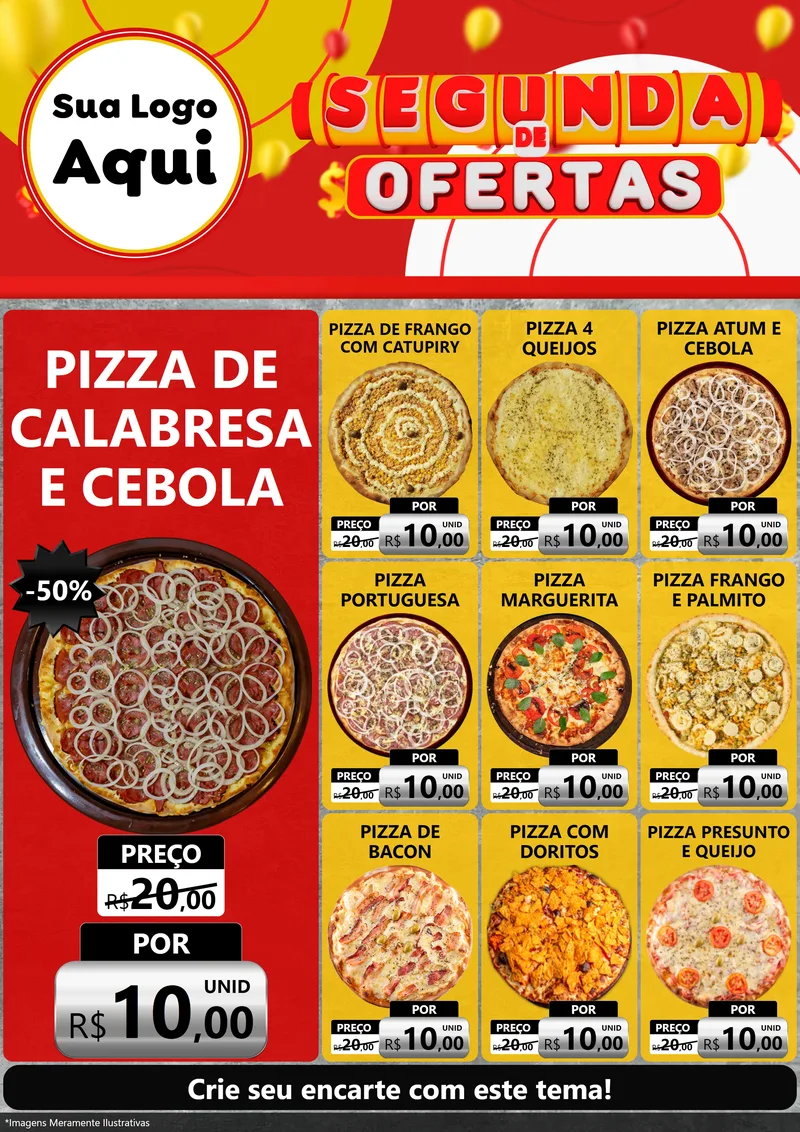 Modelo de Encarte para Encarte A4 Vertical com o tema Segunda de Ofertas para Pizzaria