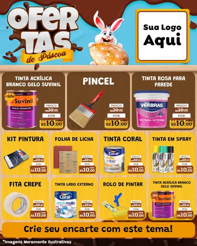Modelo de Rede Social para Feed Instagram com o tema Ofertas de Páscoa para Tintas e Ferramentas
