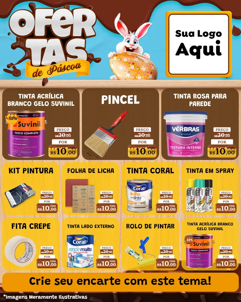 Modelo de Rede Social para Feed Instagram com o tema Ofertas de Páscoa para Tintas e Ferramentas