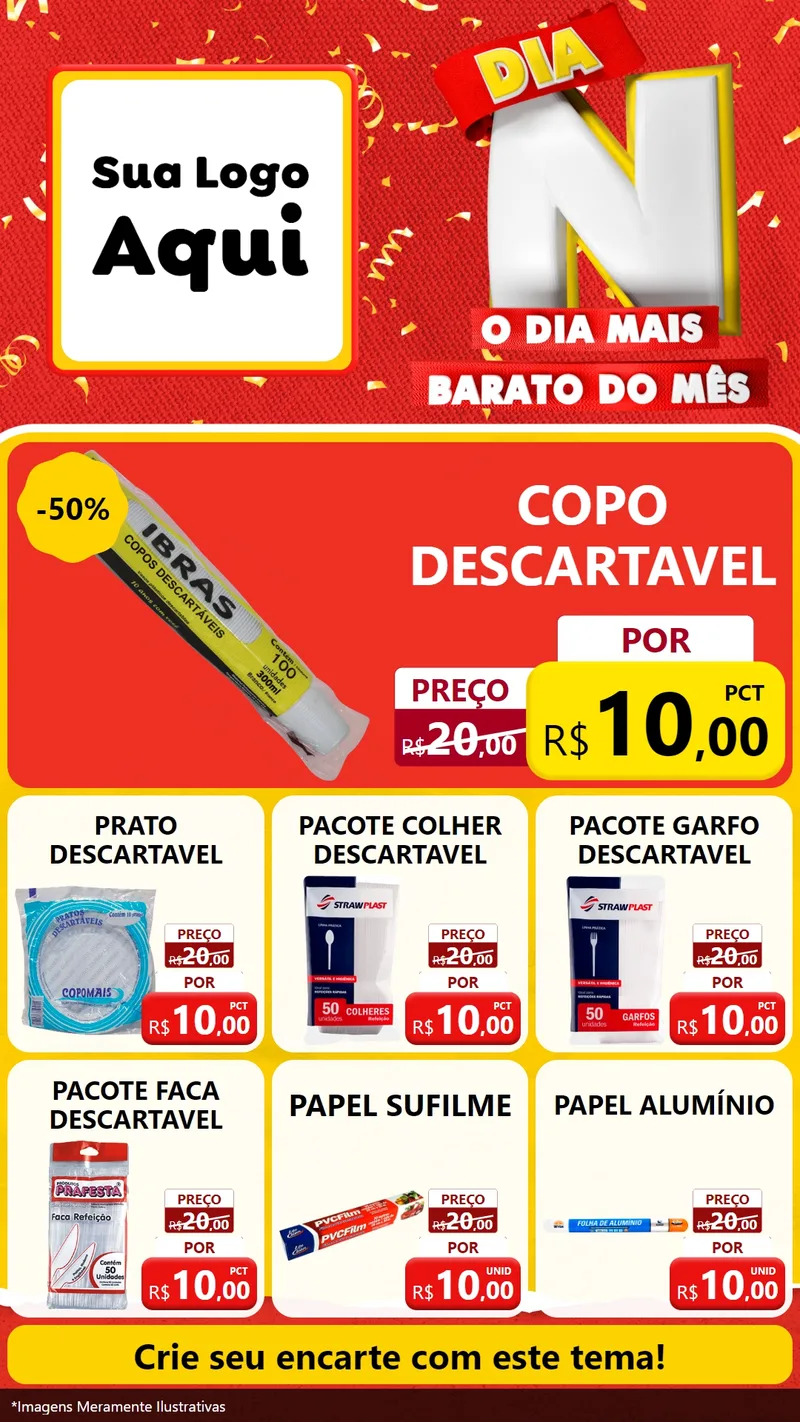 Modelo de Rede Social para Stories com o tema Dia N o Dia Mais Barato do Mês para Embalagens