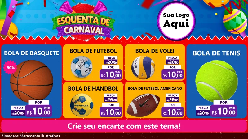Modelo de TV para TV Horizontal com o tema Esquenta de Carnaval para Artigos Esportivos
