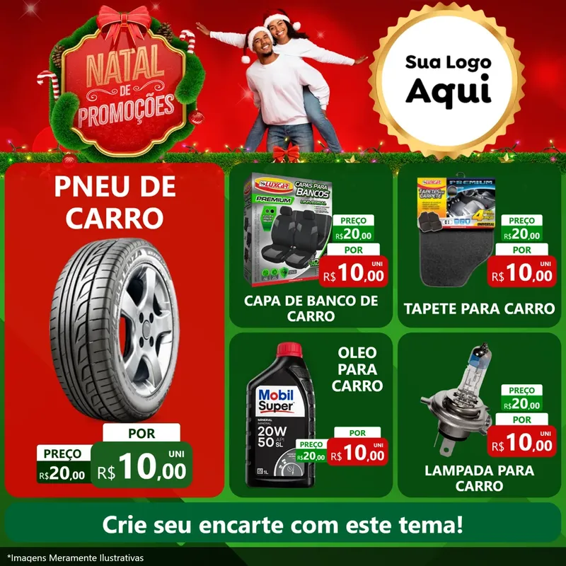 Modelo de Rede Social para Feed Facebook com o tema Natal de Promoções para Auto peças