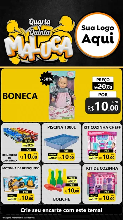 Modelo de Rede Social para Stories com o tema Quarta e Quinta Maluca para Brinquedos