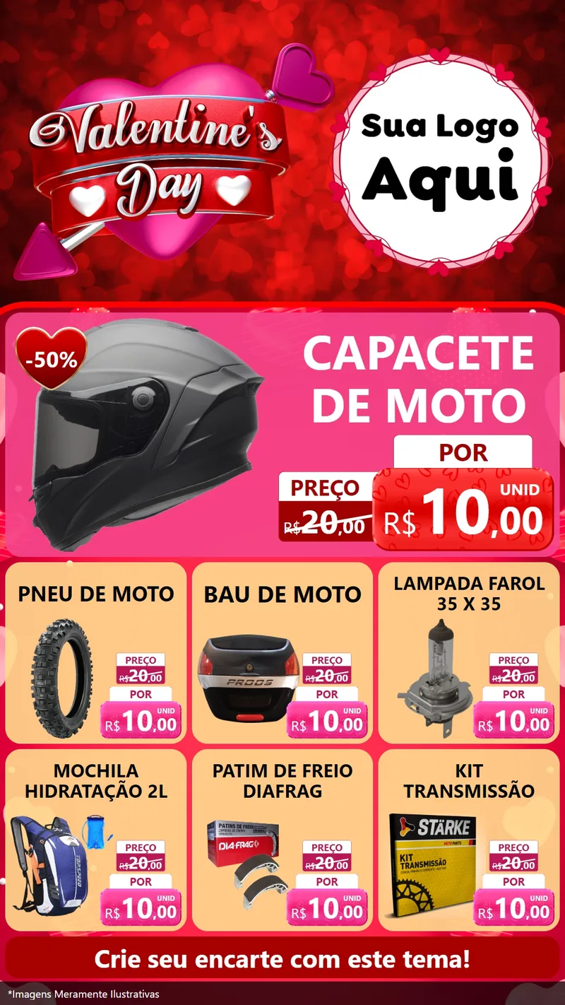 Modelo de Rede Social para Stories com o tema Valentine's Day para Moto peças