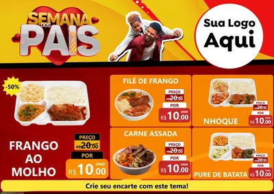 Modelo de Encarte para Encarte A4 Horizontal com o tema Semana Dos Pais para Restaurante