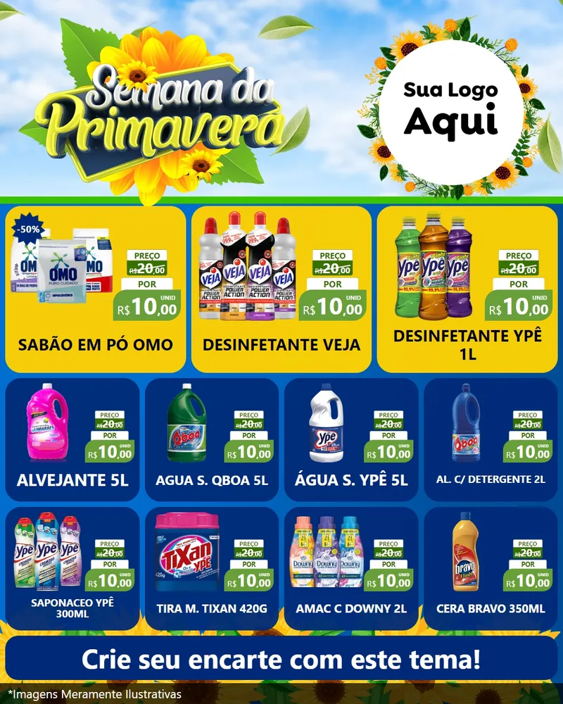 Modelo de Rede Social para Feed Instagram com o tema Semana da Primavera para Produtos de Limpeza