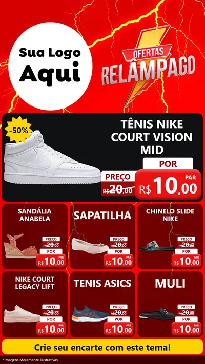 Modelo de Rede Social para Stories com o tema Ofertas Relâmpago para Calçados