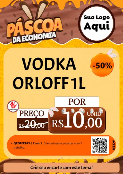 Modelo de Cartaz para Cartaz A4 Vertical com o tema Páscoa da Economia para Distribuidora de bebidas