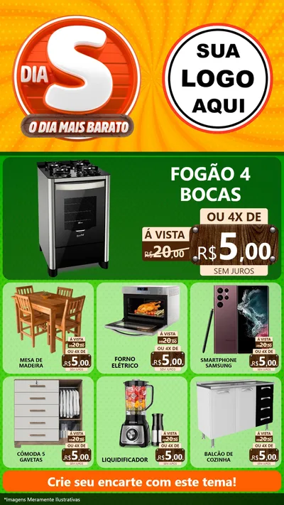 Modelo de Rede Social para Stories com o tema Dia S - O Dia Mais Barato para Móveis e Eletro