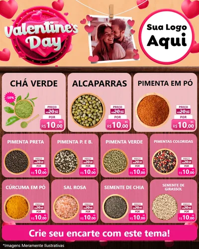 Modelo de Rede Social para Feed Instagram com o tema Valentine's Day para Produtos Naturais