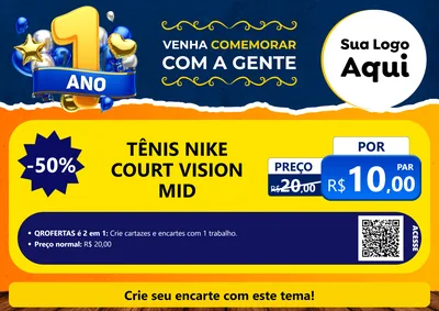 Modelo de Cartaz para Cartaz A4 Horizontal com o tema Um Ano de Aniversário para Calçados