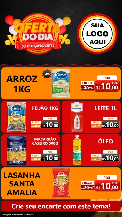 Modelo de TV para TV Vertical com o tema Oferta do Dia - Só hoje, Aproveite! para Supermercado