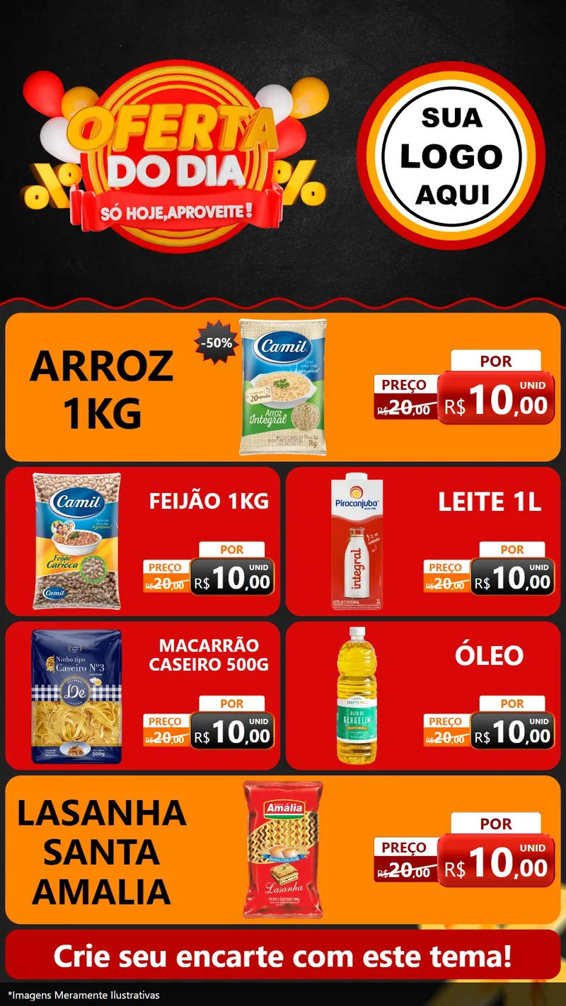 Modelo de TV para TV Vertical com o tema Oferta do Dia - Só hoje, Aproveite! para Supermercado