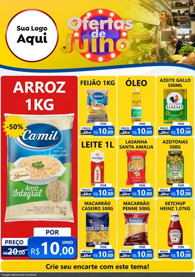 Modelo de Encarte para Encarte A4 Vertical com o tema Ofertas de Julho para Supermercado