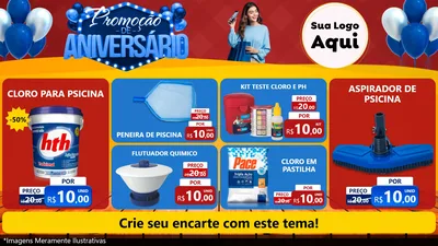 Modelo de TV para TV Horizontal com o tema Promoção de Aniversário para Produtos para Piscina
