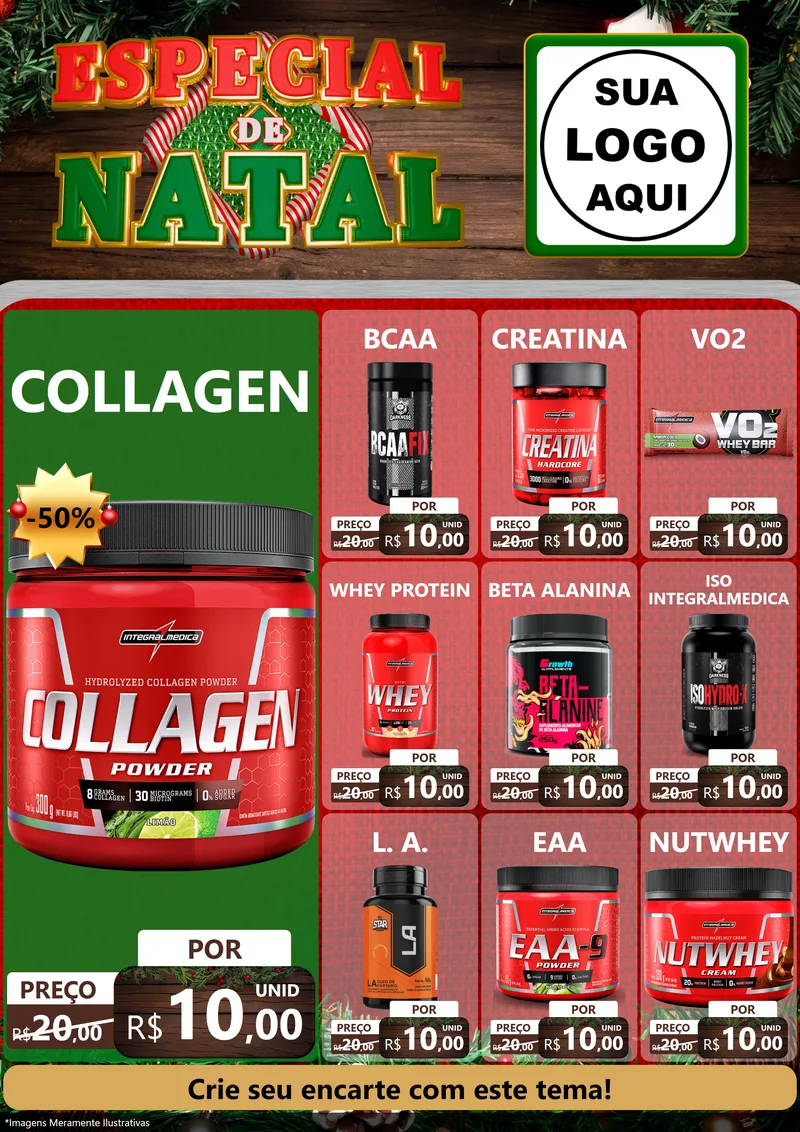 Modelo de Encarte para Encarte A4 Vertical com o tema Especial de Natal para Suplementos alimentares