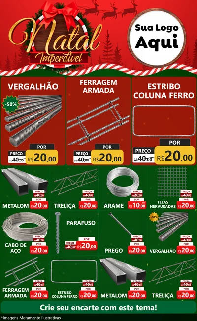 Modelo de Encarte para Encarte Grande com o tema Natal Imperdível para Ferragens