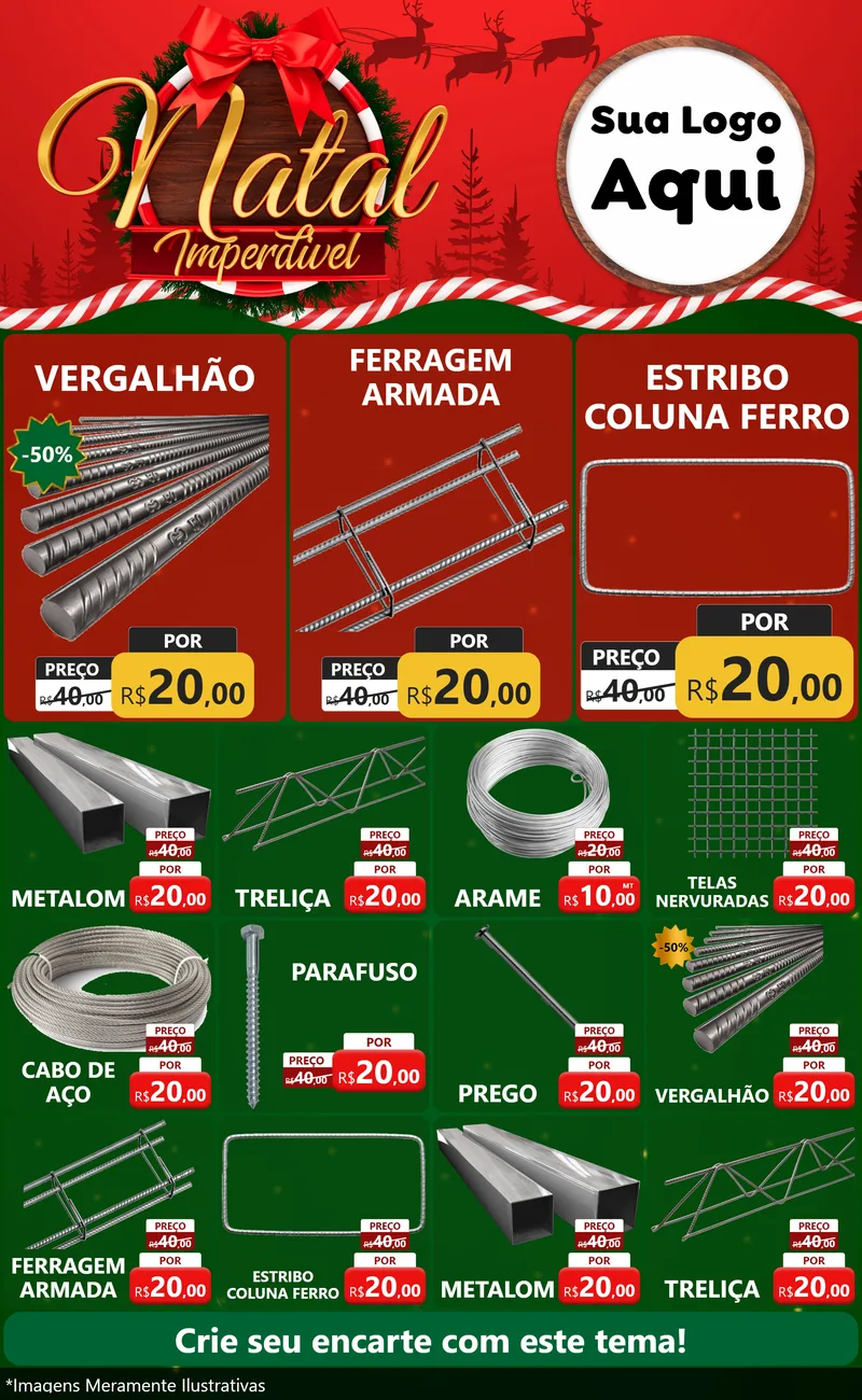 Modelo de Encarte para Encarte Grande com o tema Natal Imperdível para Ferragens