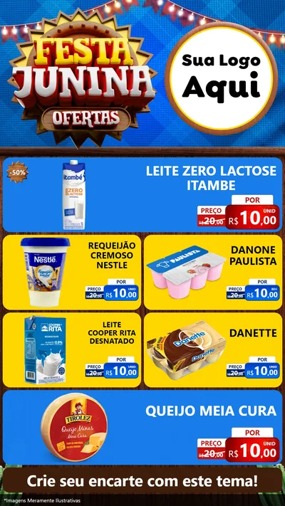 Modelo de TV para TV Vertical com o tema Festa Junina Ofertas para Frios e Laticínios