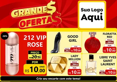 Modelo de Encarte para Encarte A4 Horizontal com o tema Grandes Ofertas para Perfumes