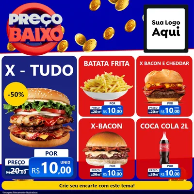 Modelo de Rede Social para Feed Facebook com o tema Preço Baixo para Hamburgueria