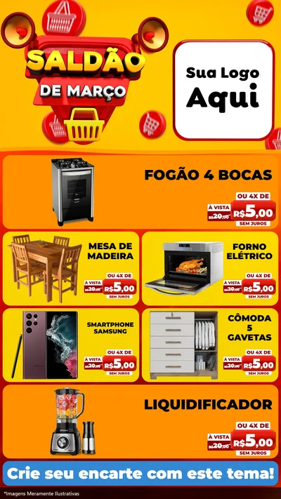 Modelo de TV para TV Vertical com o tema Saldão de Março para Móveis e Eletro