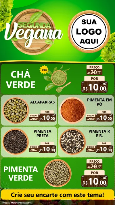 Modelo de TV para TV Vertical com o tema Segunda Vegana para Produtos Naturais