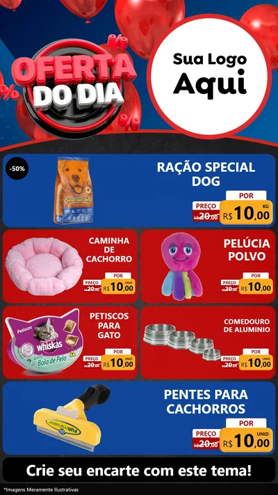 Modelo de TV para TV Vertical com o tema Oferta do Dia para Pet Shop