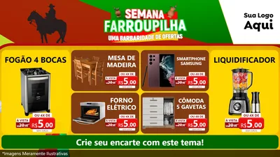 Modelo de TV para TV Horizontal com o tema Semana Farroupilha - Uma Barbaridade de Ofertas para Móveis e Eletro
