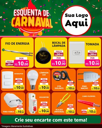 Modelo de Rede Social para Feed Instagram com o tema Esquenta de Carnaval para Materiais Elétricos