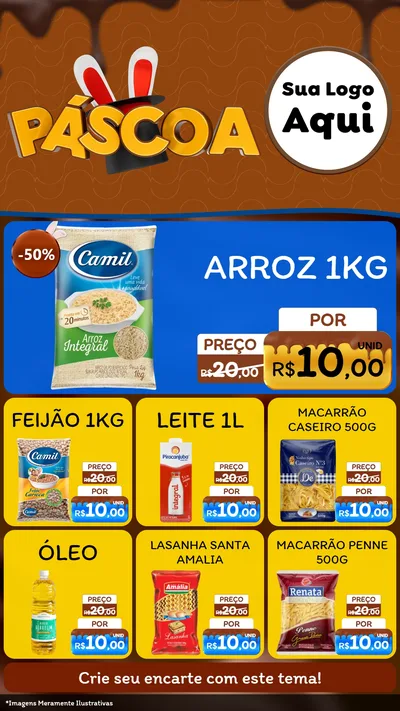 Modelo de Rede Social para Stories com o tema Páscoa para Supermercado