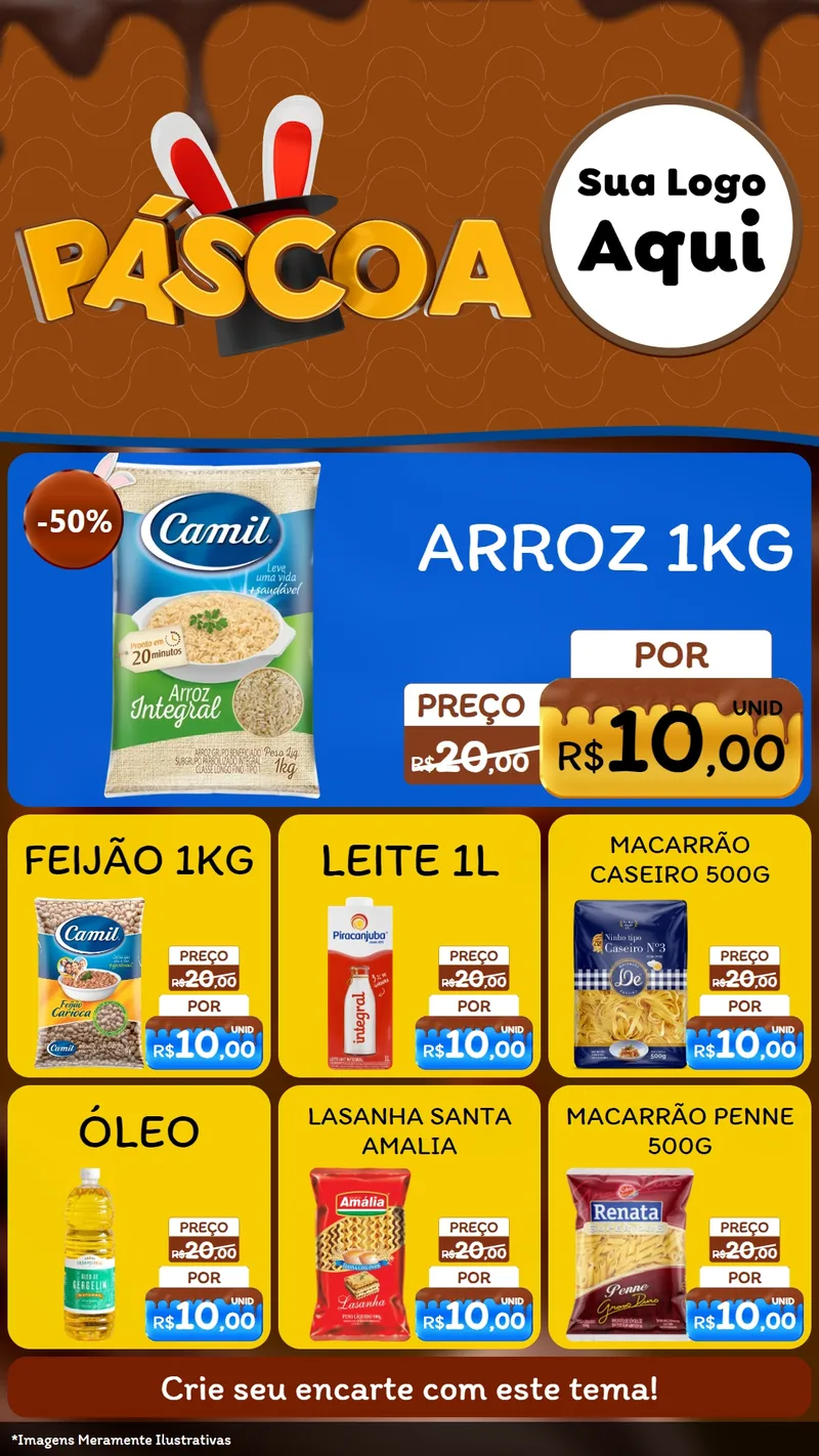 Modelo de Rede Social para Stories com o tema Páscoa para Supermercado