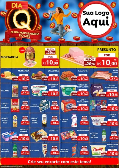 Modelo de Encarte para Encarte A4 Vertical com o tema Dia Q - O Dia Mais Barato Do Mês para Frios e Laticínios