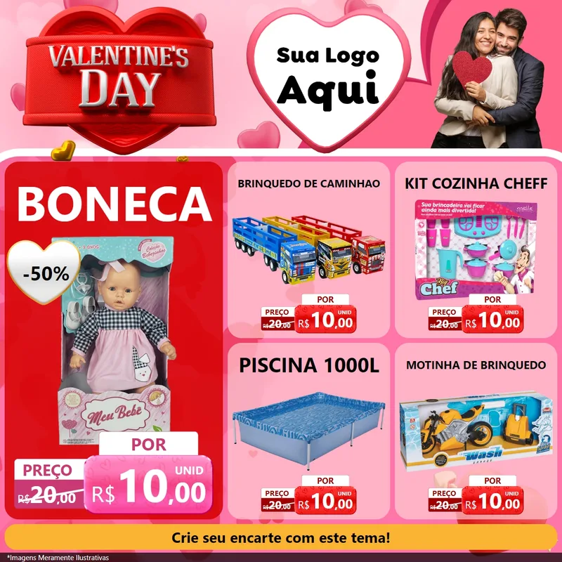Modelo de Rede Social para Feed Facebook com o tema Valentine's Day para Brinquedos
