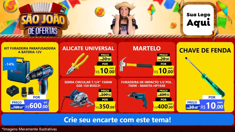 Modelo de TV para TV Horizontal com o tema São João de Ofertas para Maquinas e Ferramentas