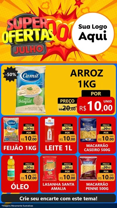 Modelo de Rede Social para Stories com o tema Super Ofertas Julho para Supermercado