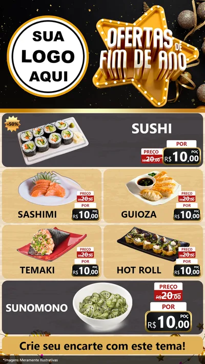 Modelo de TV para TV Vertical com o tema Ofertas de Fim de Ano para Comida japonesa