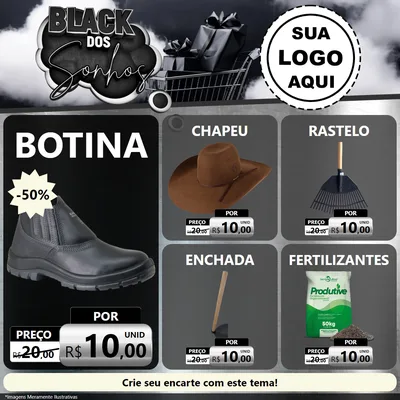 Modelo de Rede Social para Feed Facebook com o tema Black dos Sonhos para Agropecuária