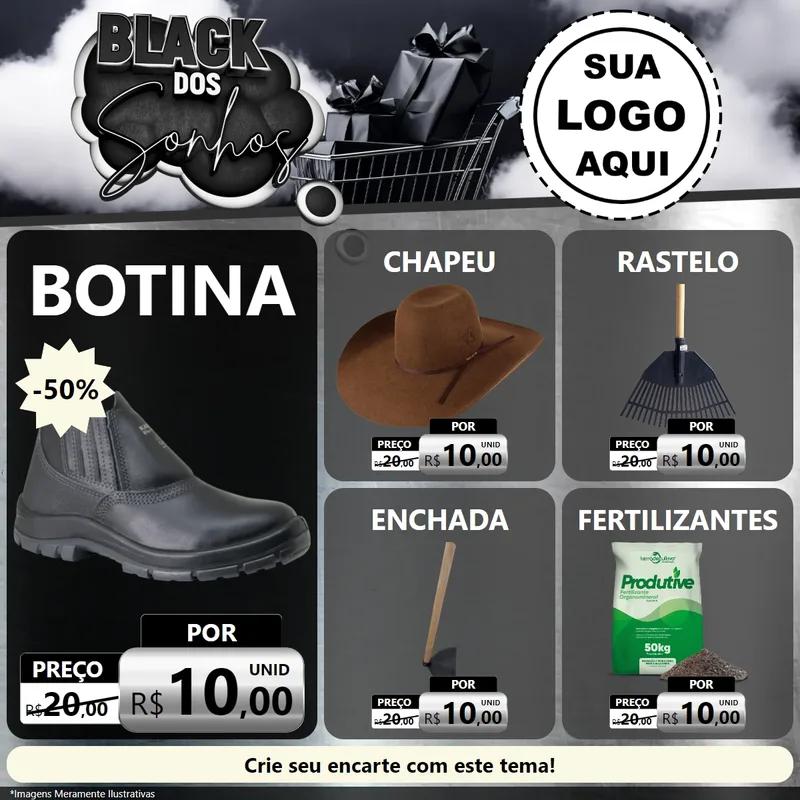 Modelo de Rede Social para Feed Facebook com o tema Black dos Sonhos para Agropecuária