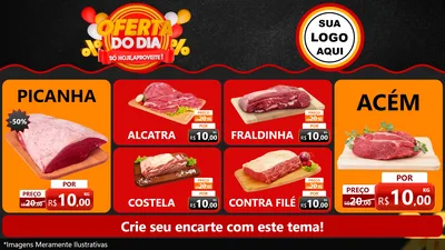 Modelo de TV para TV Horizontal com o tema Oferta do Dia - Só hoje, Aproveite! para Açougue