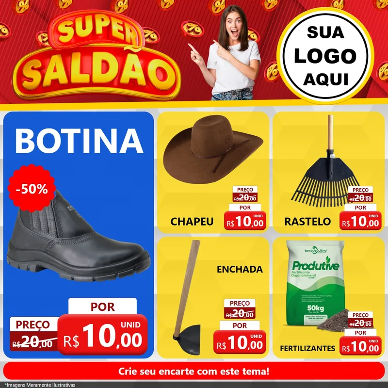 Modelo de Rede Social para Feed Facebook com o tema Super Saldão para Agropecuária