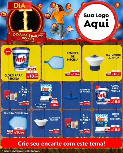 Modelo de Rede Social para Feed Instagram com o tema Dia I - O Dia Mais Barato Do Mês para Produtos para Piscina