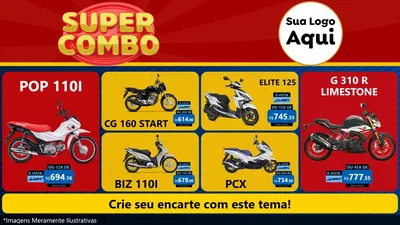 Modelo de TV para TV Horizontal com o tema Super Combo para Concessionaria de Motos