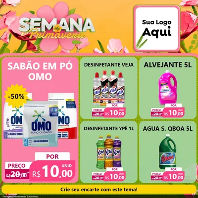 Modelo de Rede Social para Feed Facebook com o tema Semana da Primavera para Produtos de Limpeza