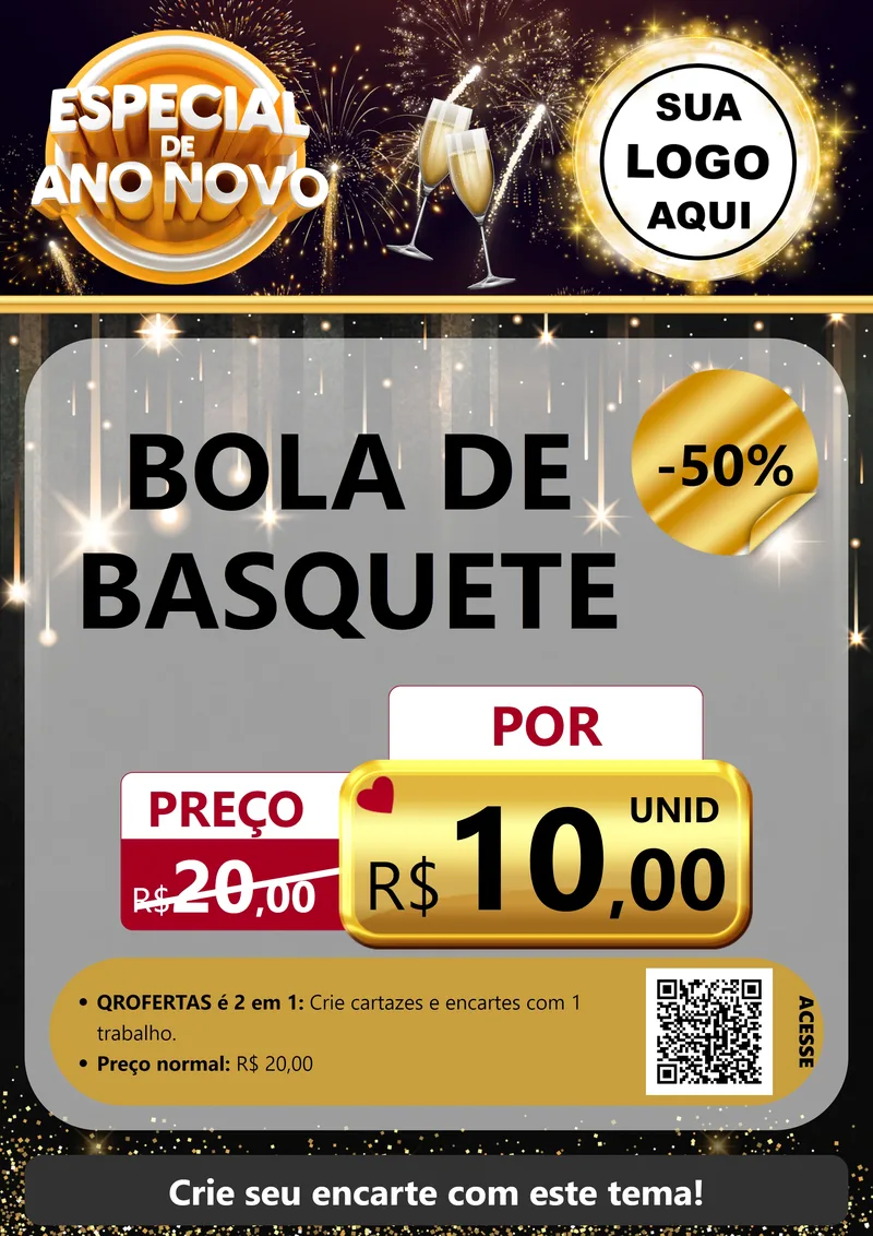 Modelo de Cartaz para Cartaz A4 Vertical com o tema Especial de Ano Novo para Artigos Esportivos